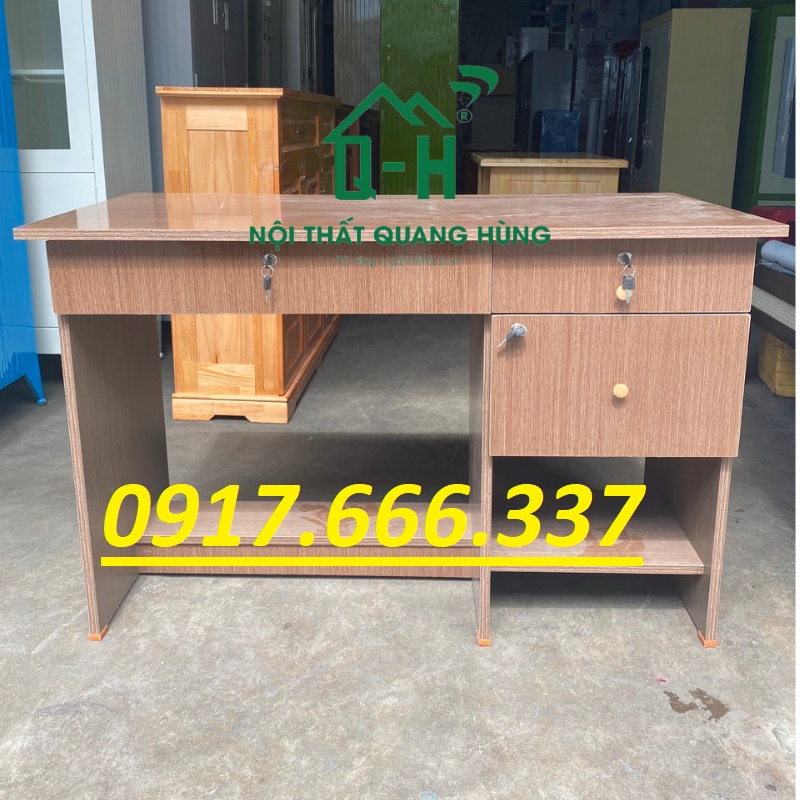BÀN LÀM VIỆC VÁN ÉP 1M2 MÀU NÂU DÀNH CHO VĂN PHÒNG