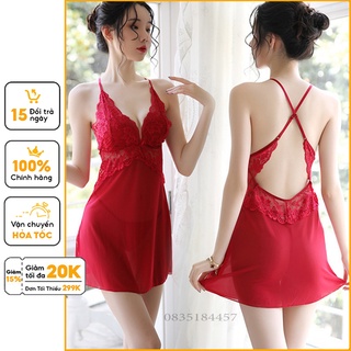 Váy ngủ sexy UnderWear, Đầm ngủ sexy gợi cảm nữ xuyên thấu ren mỏng có kèm quần chip lọt khe freesize KL03