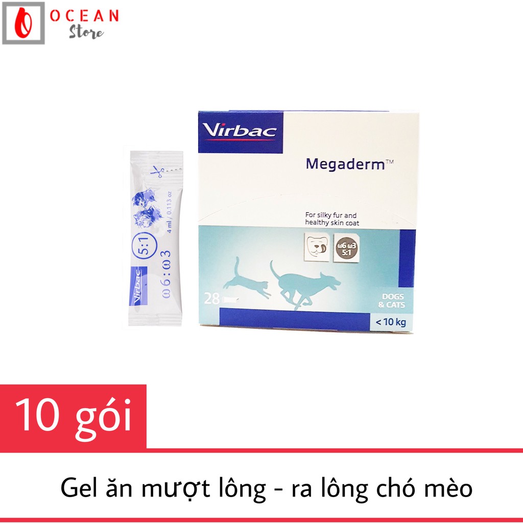 (COMBO 10 GÓI) Gel ăn mượt lông, ra lông chó mèo - Virbac Megaderm