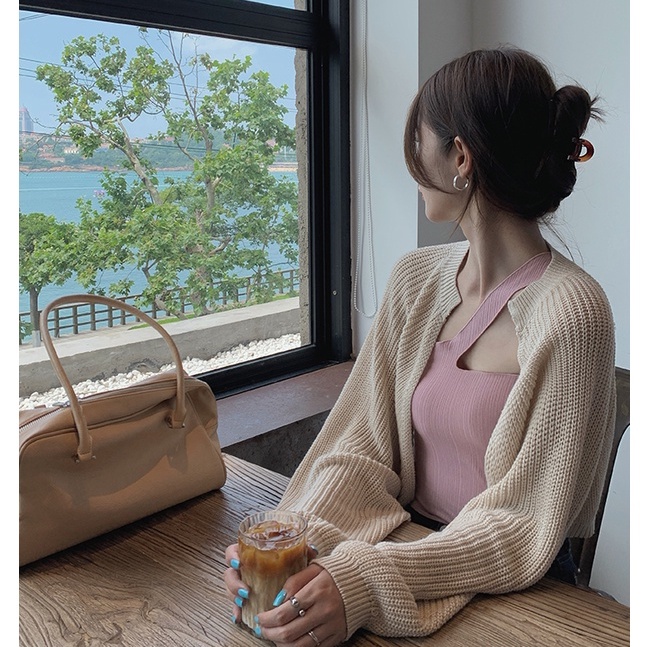 Áo khoác cardigan dệt kim dáng rộng chống nắng phong cách Hàn Quốc thời trang cho nữ