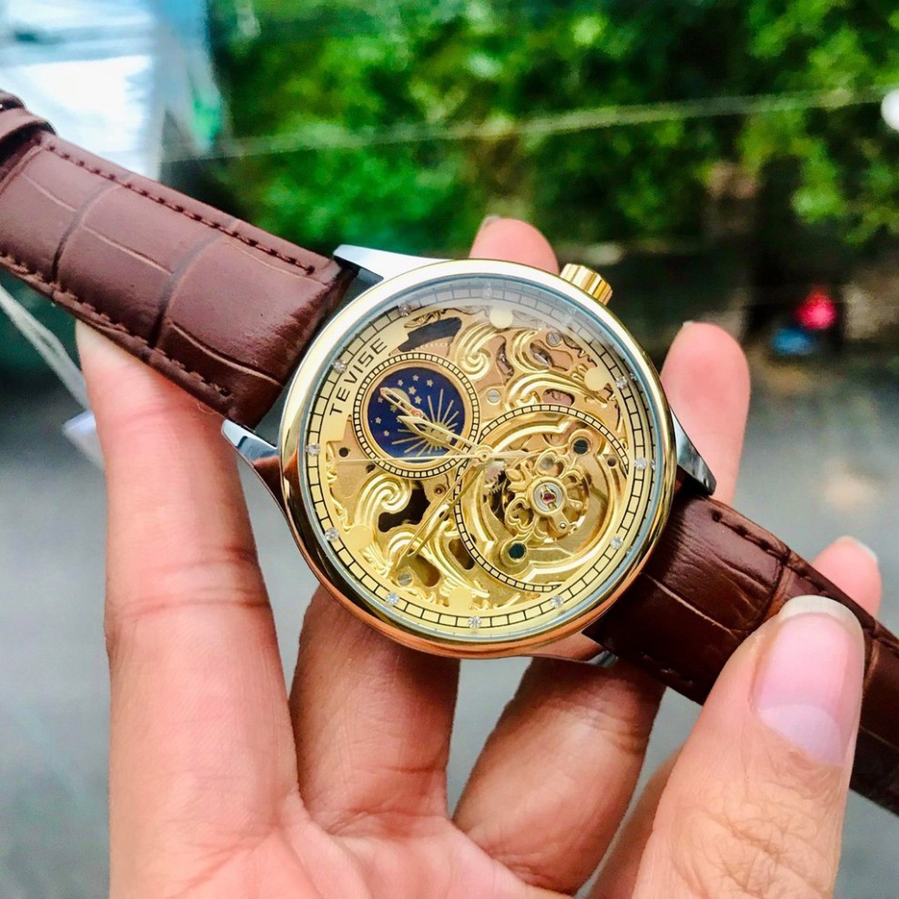 Đồng Hồ Nam Cơ Tự Động Automatic Chính Hãng TEVISE T2122 Dây Da Cao Cấp Đẹp Giá Rẻ Chống Nước Chống 