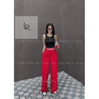 Quần xuông chất lụa gân cạp chữ