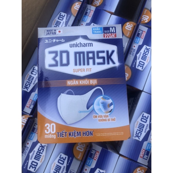 [Hộp 30 miếng] Khẩu trang 3D mask Unicharm ngăn khói bụi