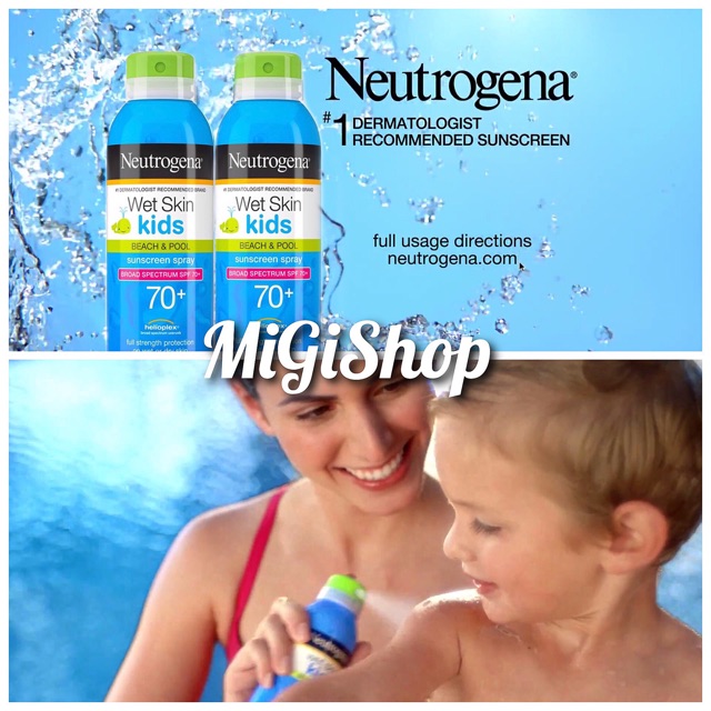 [Hàng Mỹ] Xịt Chống Nắng Trẻ Em Neutrogena Wet Skin Kids Suncreen Spray SPF70+ 141g