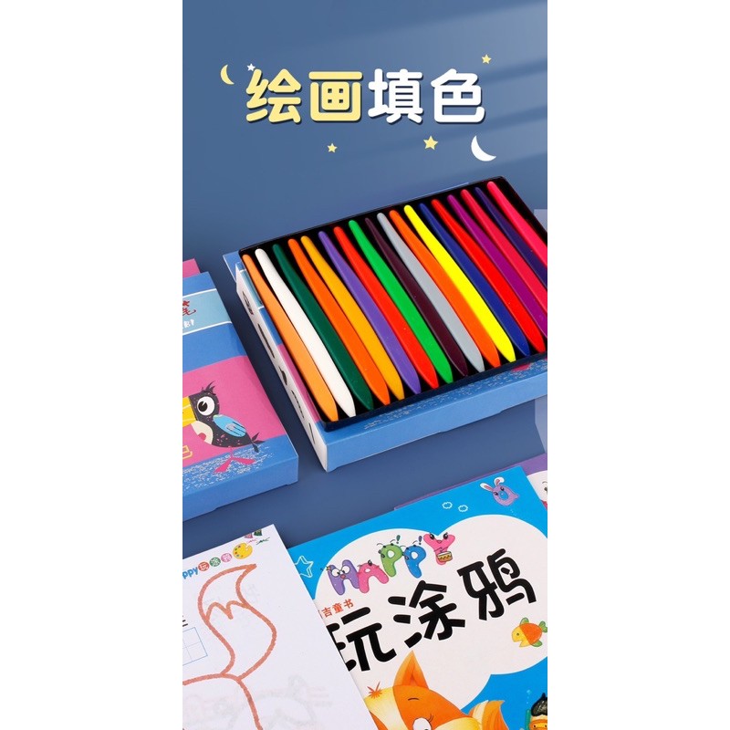 Bộ 24 bút sáp màu hữu cơ an toàn cho bé - Bộ bút màu 24 chiếc cho bé tập vẽ trên giấy