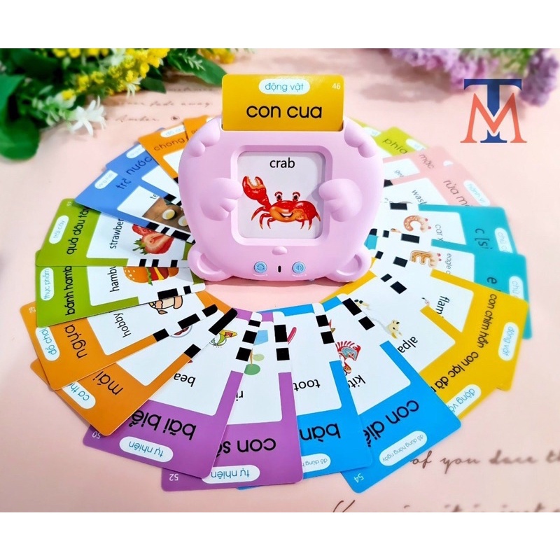 Máy đọc thẻ song ngữ Anh - Việt, máy đọc thẻ flashcard song ngữ hàng chính hãng loại 1 âm thanh to rõ ràng kèm dây sạc