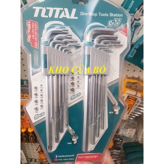 Bộ chìa lục giác bi và lục giác bông TOTAL THT106KT0181 Lục giác làm từ chất liệu Cr-V cứng cáp, chịu lực cao