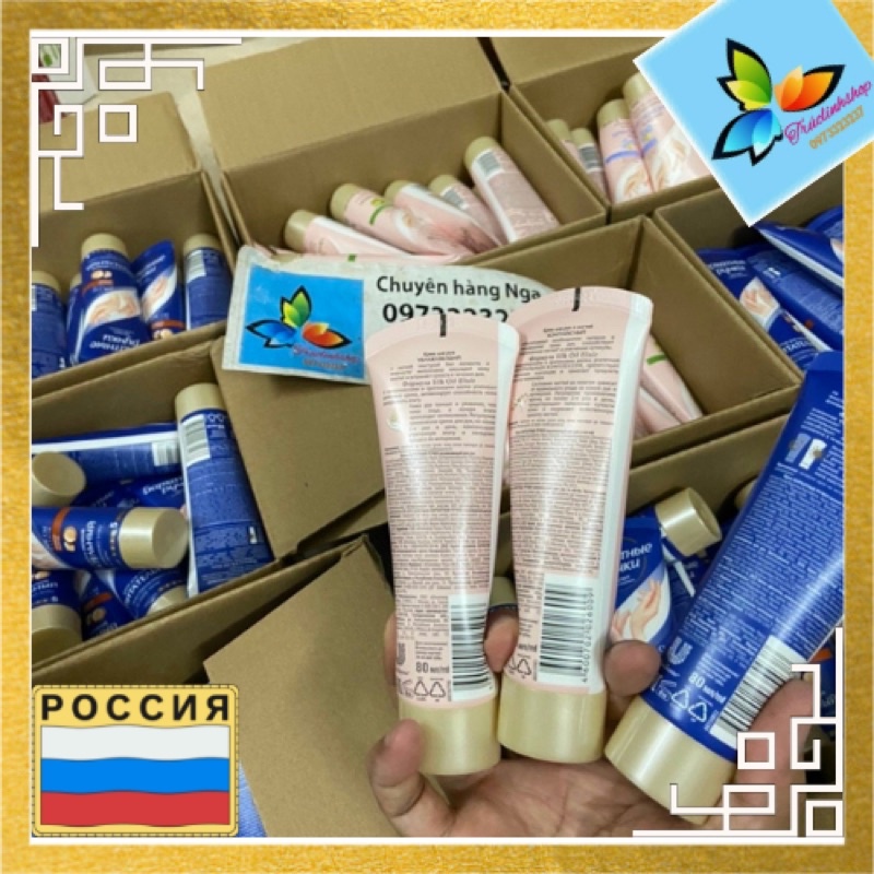 Kem dưỡng tay lụa Nga silky hands 80ml nga oliu xanh hạt dẻ đêm vitamin e a