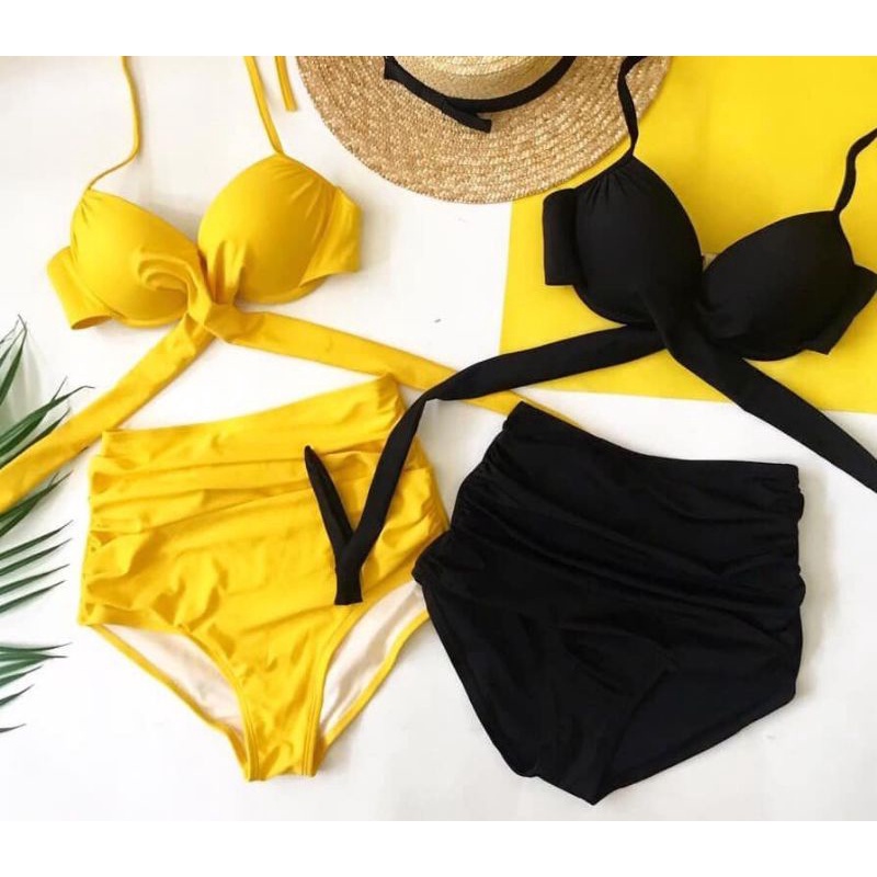 set bikini 2 mảnh nhiều màu dây chéo ngực cạp cao sang chảnh