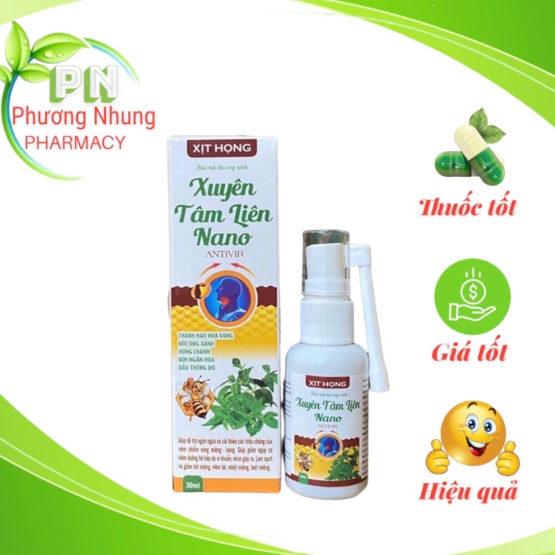 Xịt họng xuyên tâm liên hỗ trợ làm dịu triệu chứng ho và cảm cúm hay cảm lạnh (Lọ 30ml )
