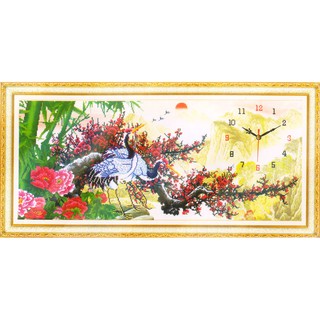 Tranh Đính Đá ABC 3D Đồng Hồ Mai Khai Phú Quý DF2472 (KHÁCH TỰ ĐÍNH) KT:103X50CM