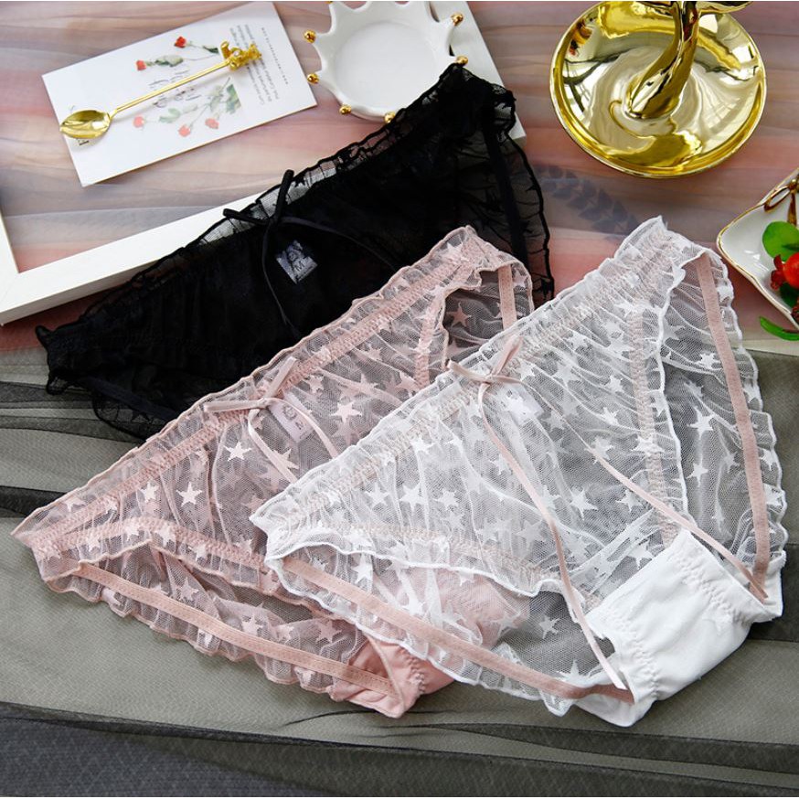 Quần Lót Nữ Ren Lưới Trong Suốt Họa Tiết Ngôi Sao P249