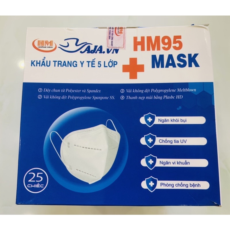 Khẩu trang y tế cao cấp 5 lớp HM95 MASK loại xịn( hộp 25 cái)