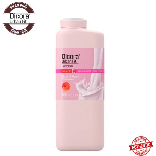 [Khuyến mãi Mỹ phẩm chính hãng] [400ml] Sữa Dưỡng Thể Hương Cam Quýt Và Đào Dicora Urban Fit Body Milk Vitamin C Citrics