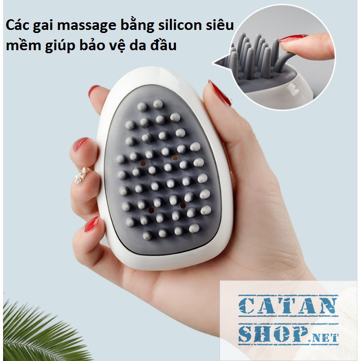 Lược gội đầu bằng silicon, Lược gội đầu massage, , dụng cụ massage đầu khi tắm siêu tiện dụng GD196-LuocGDMS