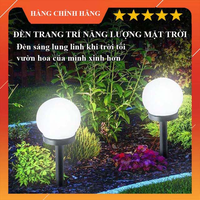Bộ Đèn năng lượng mặt trời có ánh sáng trắng dùng để trang trí sân vườn  hình tròn loại cắm đất 0405