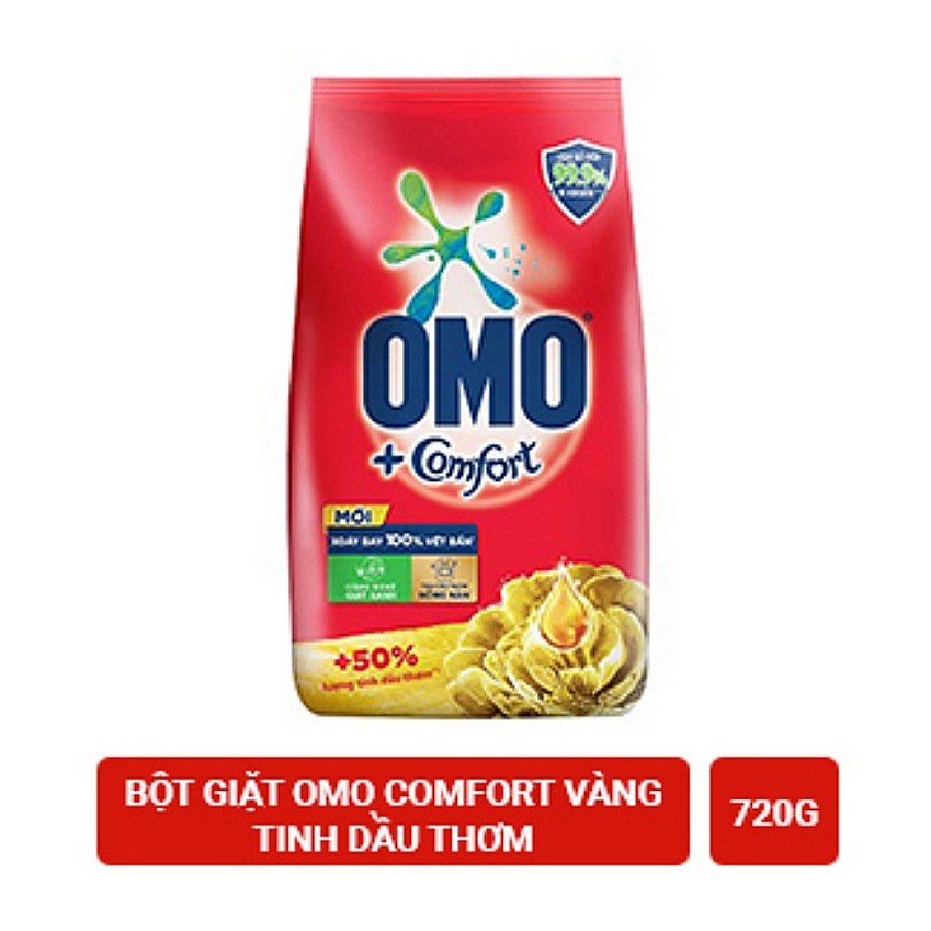 [Hoả Tốc] Bột giặt OMO Comfort Tinh Dầu Thơm Nồng Nàn Vàng 720g Giặt Tay 720 g