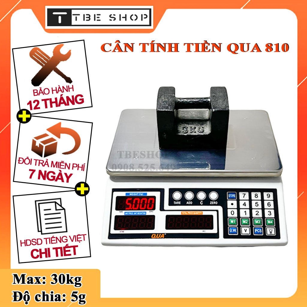 Cân Điện Tử Tính Tiền 30kg QUA 810 Chính Hãng Chính Xác Cao ( Bảo Hành 1 Năm )