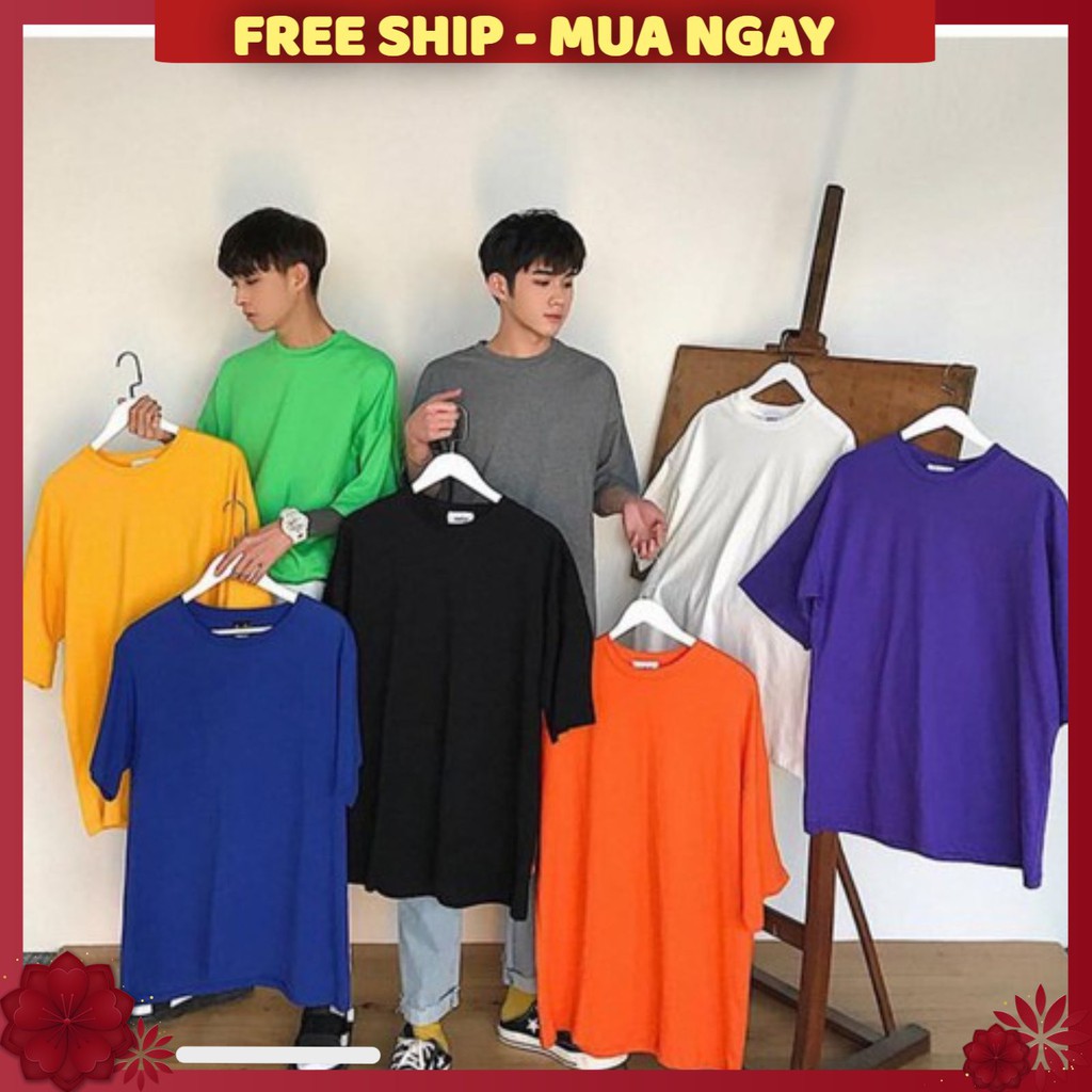 Áo thun form rộng tay lỡ trơn ❤️FREESHIP❤️Áo thun unisex tay lỡ đủ màu one size dưới 65kg | BigBuy360 - bigbuy360.vn