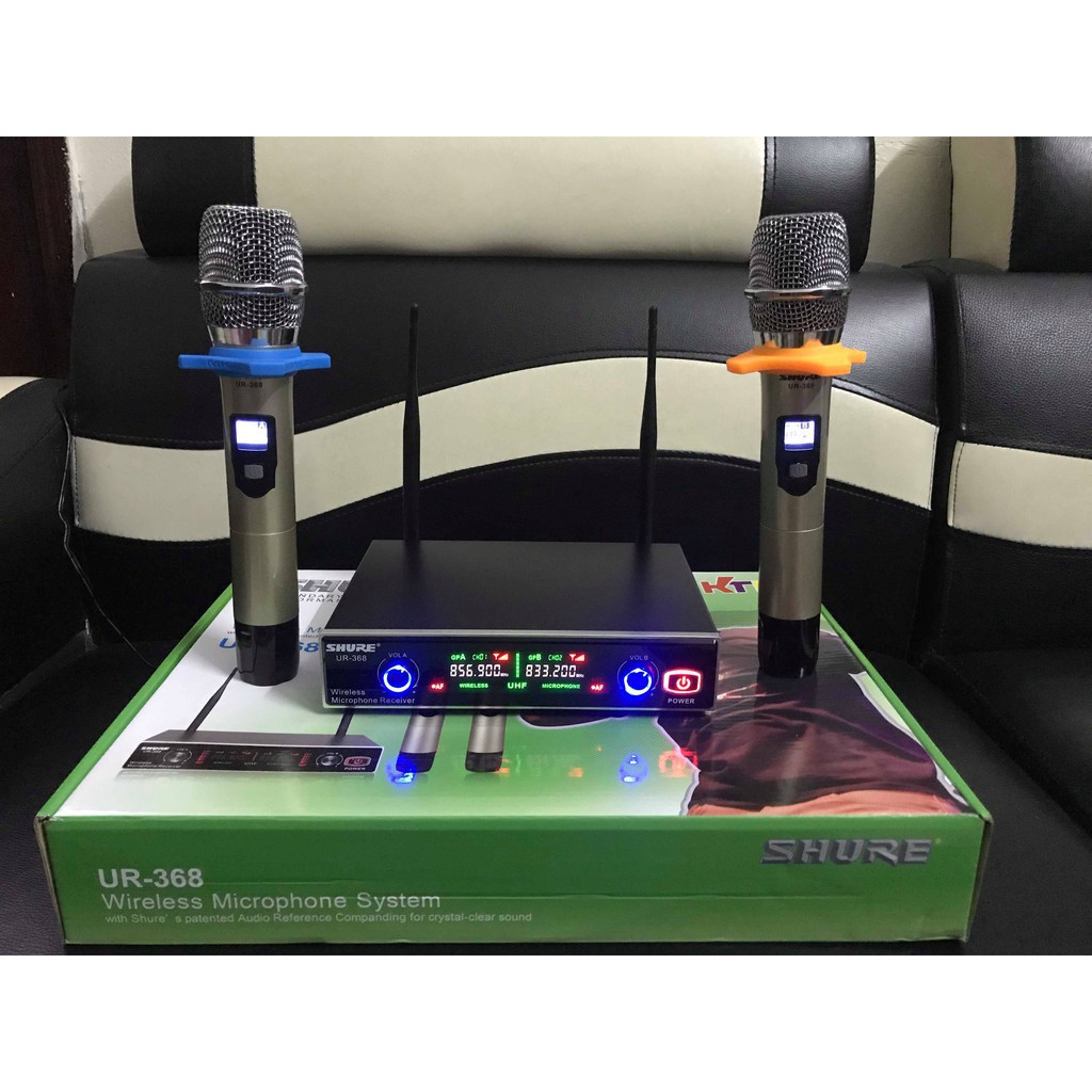 Micro Karaoke Không Dây SHURE UR 368 Chính Hãng Cực Hay Led 7 Màu + tặng kèm chống lăn - Gia Khang Electronics