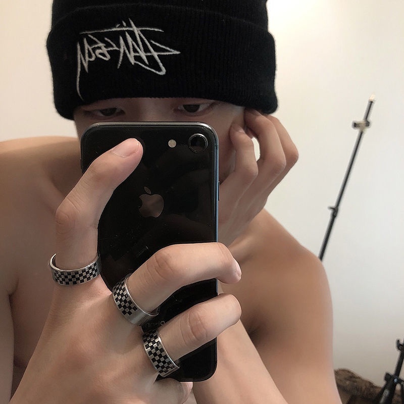 Nhẫn Thép Titan Màu Tối Phong Cách Hip Hop Thời Trang Dành Cho Nam Và Nữ