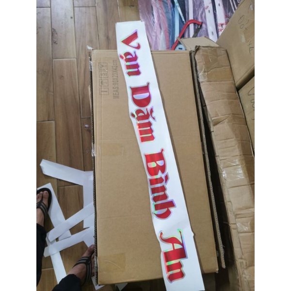 Tem dân trang trí xe tải VẠN DẶM BÌNH AN, tem dán TURBO 7 màu siêu chất.