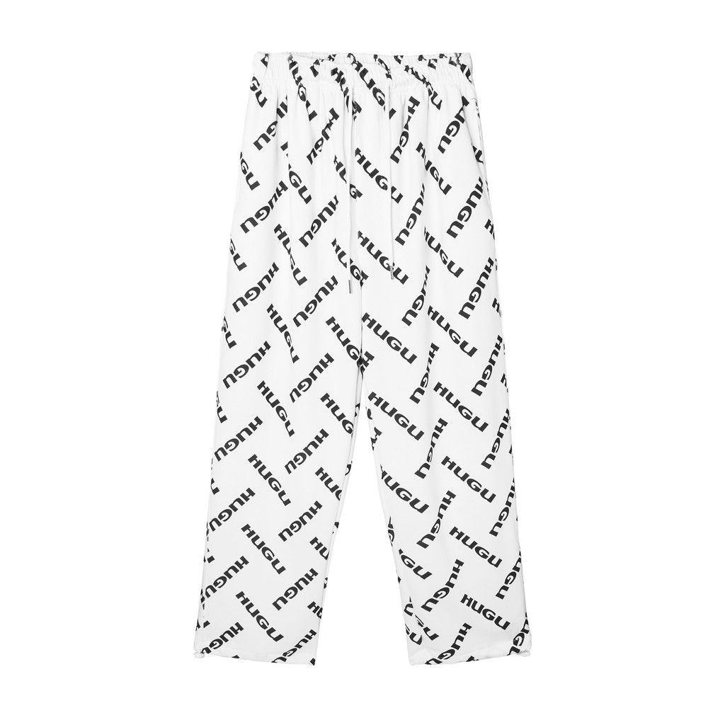 [Mã SKAMAP6 giảm 8% TỐI ĐA 50K đơn250K] Quần dài họa tiết chữ HUGU màu trắng