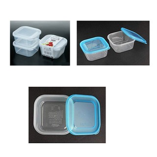Bộ 2 hộp nhựa 750ml vuông 14,3×14,3cm cao 6,5cm của Nhật đựng thực phẩm. K936