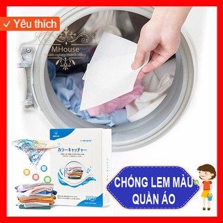 Hộp Giấy Giặt hút màu nhuộm Chống Lem Loang màu Quần áo, Túi Lưới Giặt Quần Áo