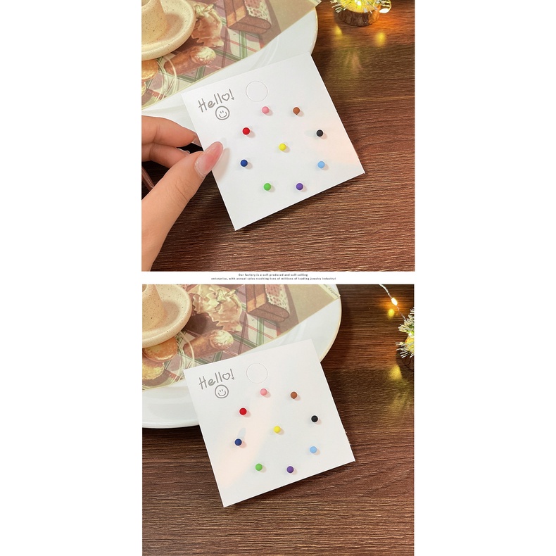 [Hàng Mới Về] Set Khuyên Tai Hạt Đậu Mini Nhiều Màu Sắc Ngọt Ngào Đơn Giản Cho Nữ