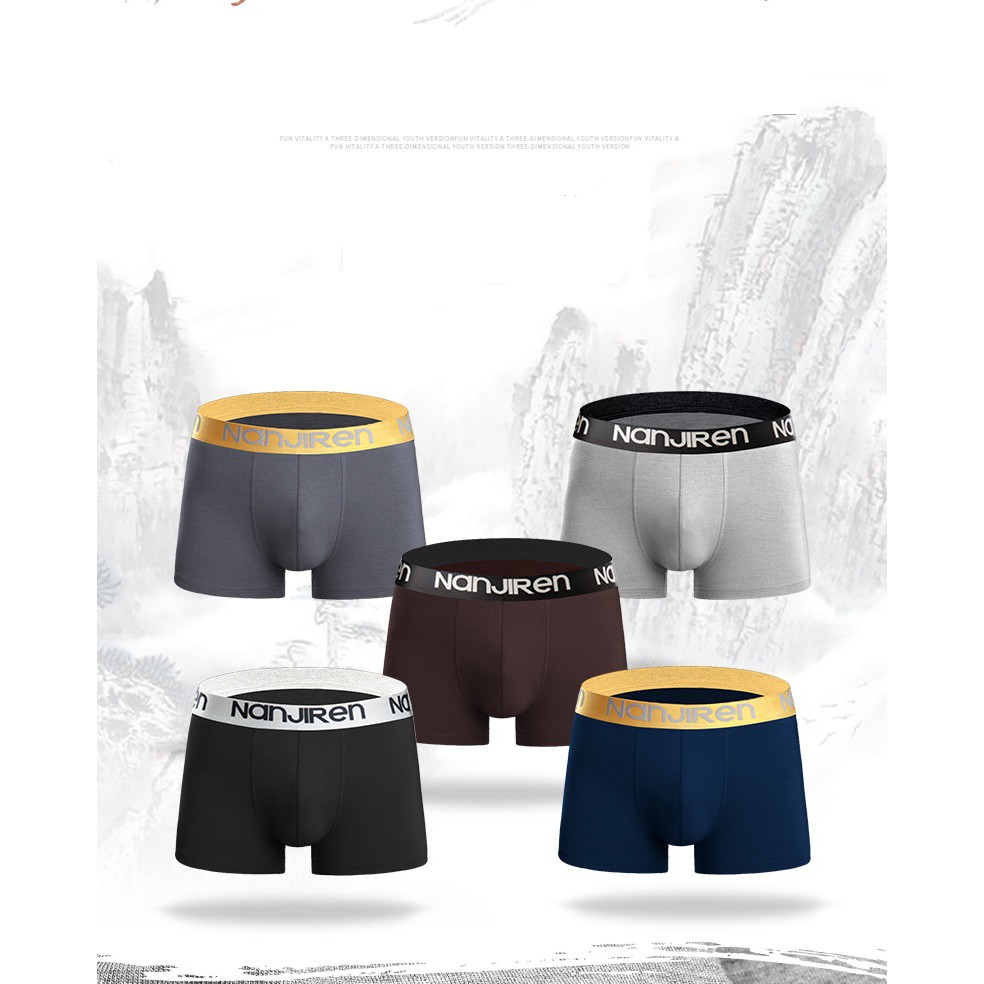 Combo 5 quần Boxer, quần lót, quần sịp đùi nam, men underwear sợi tái sinh Cellulose