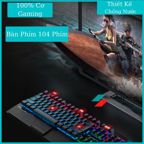 Bàn Phím Cơ Gaming Cao Cấp K1000 FULL LED RGB Có Kê Tay, Bàn Phím Máy Tính Có Blue Switch Gõ Cực Đã Cho Laptop, PC