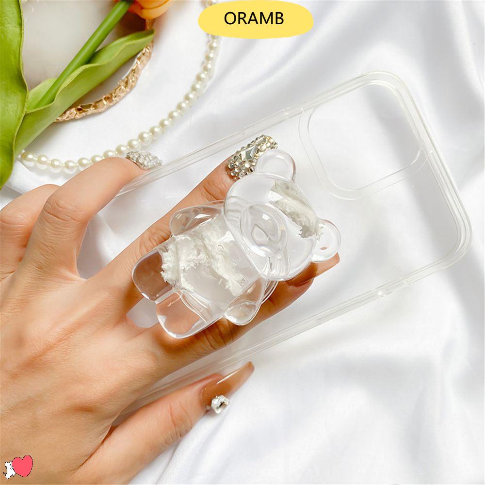 Giá Đỡ Điện Thoại Trong Suốt Họa Tiết Gấu Hoạt Hình 3D Phong Cách Hàn Quốc