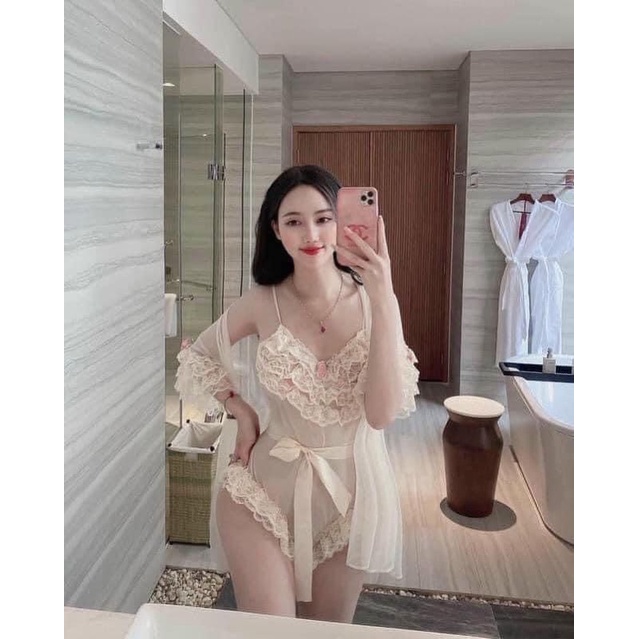 Set num body 2 dây ren sexy cao cấp Set choàng jumsuit mặc nhà gợi cảm quyến rũ Mã SP001