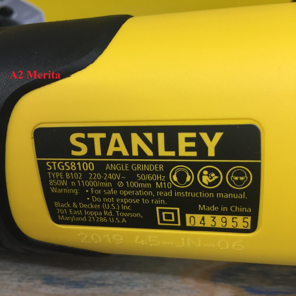 Máy mài góc 850W- 100mm Stanley STGS8100 ( Tặng 1 đá cắt kim loại Stanley)