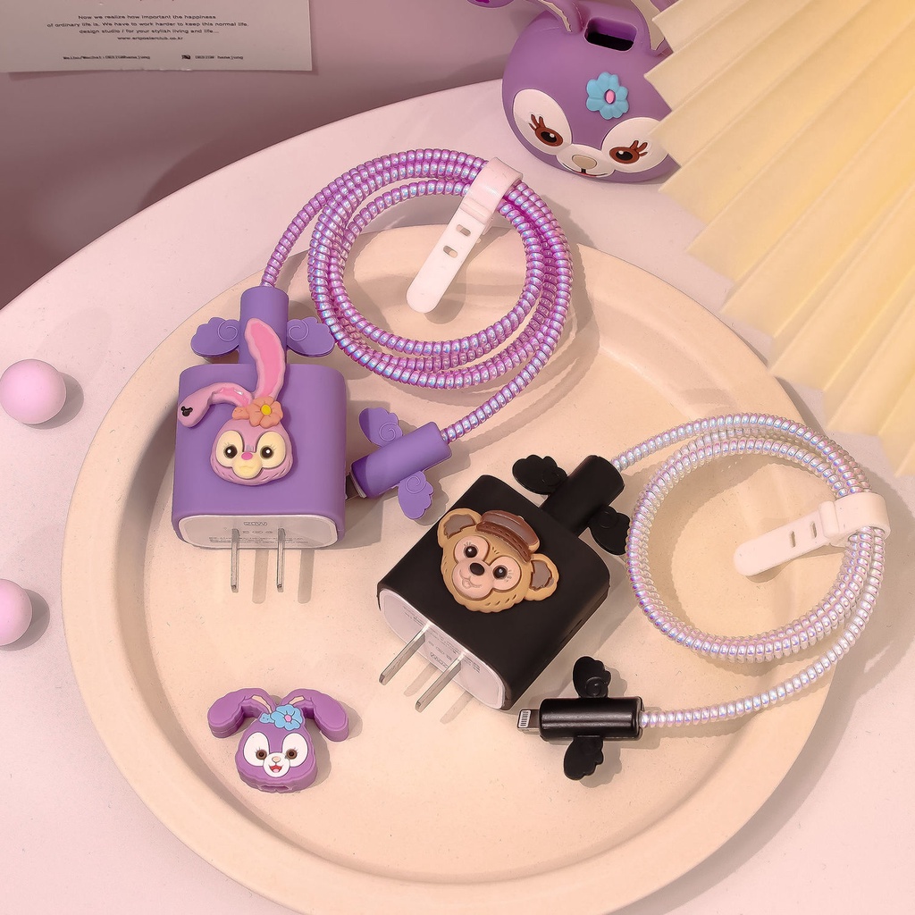 Vỏ đựng bảo vệ bộ sạc/dây tay nghe họa tiết hoạt hình dễ thương thích hợp cho iPhone