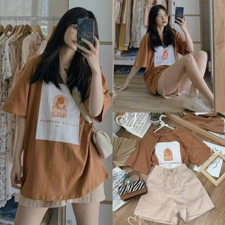 SET ÁO THUN KÈM SHORT NHUNG (KÈM VIDEO HÌNH THẬT)
