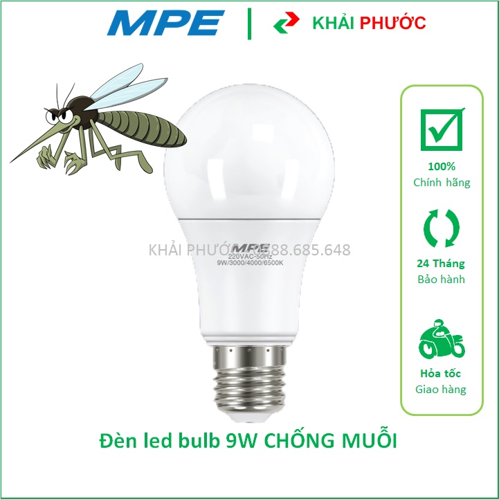 BÓNG ĐÈN LED BULB TRỤ ĐỦI ĐUỔI ĐŨI ĐUỖI MỦI MUỔI MŨI MUỖI 9W MPE LB-9T/AM - KHẢI PHƯỚC ELECTRIC