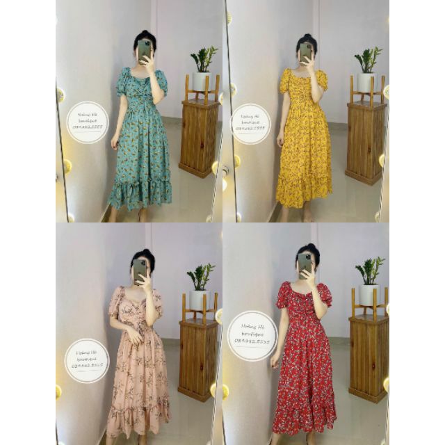 Váy hoa rút dây xinh xắn