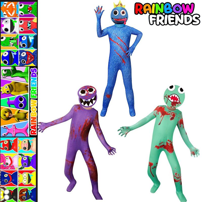 Roblox cosplay Rainbow Friends Cosplay Costume Kids Adult Jumpsuit Mask Suit Halloween gift