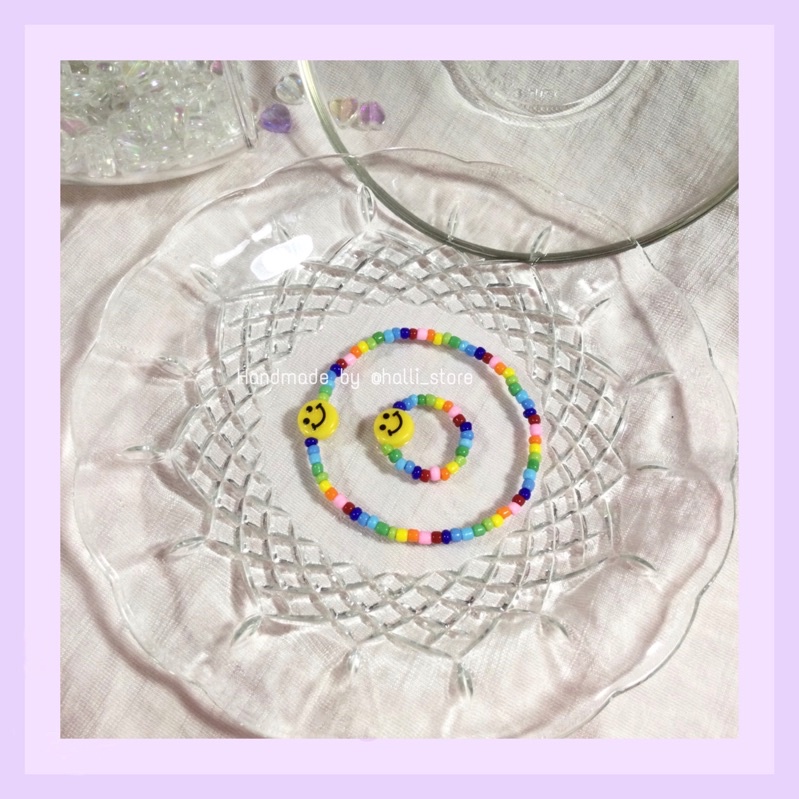 Vòng tay - Nhẫn hạt cườm hình mặt cười - Vòng tay handmade by @halli_store