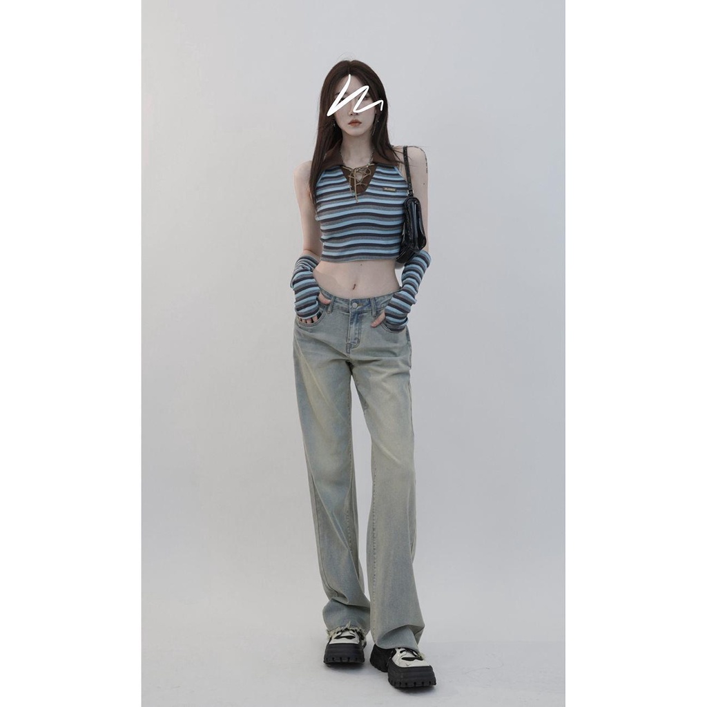 Áo Thun POLO Ngắn Ôm Dáng Thắt Dây Họa Tiết Kẻ Sọc Phong Cách Hàn Quốc Thời Trang Xuân Hè Hàng Mới Dành Cho Bạn Nữ