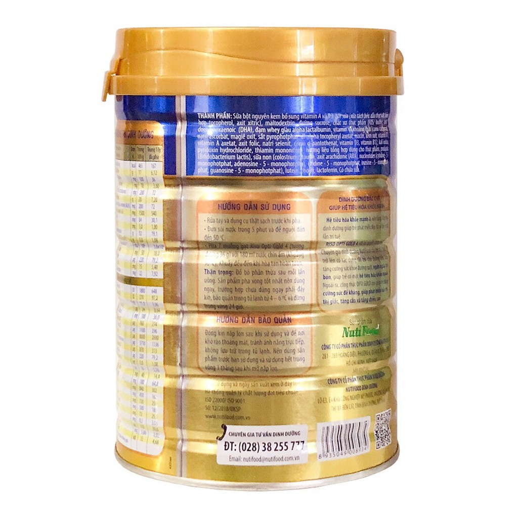 [HSD T3-2024] Sữa bột Riso Opti Gold 3 (850g)