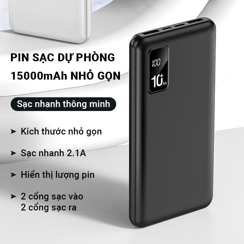 Pin sạc dự phòng sạc nhanh 2.1A Cát Thái Y65 kích thước nhỏ gọn màn hình LED hiển thị lượng pin nhiều lớp bảo vệ điện