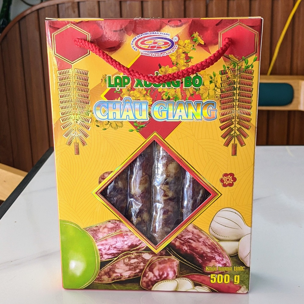 Lạp xưởng bò Châu Giang gói 500 gram HSD 12 tháng