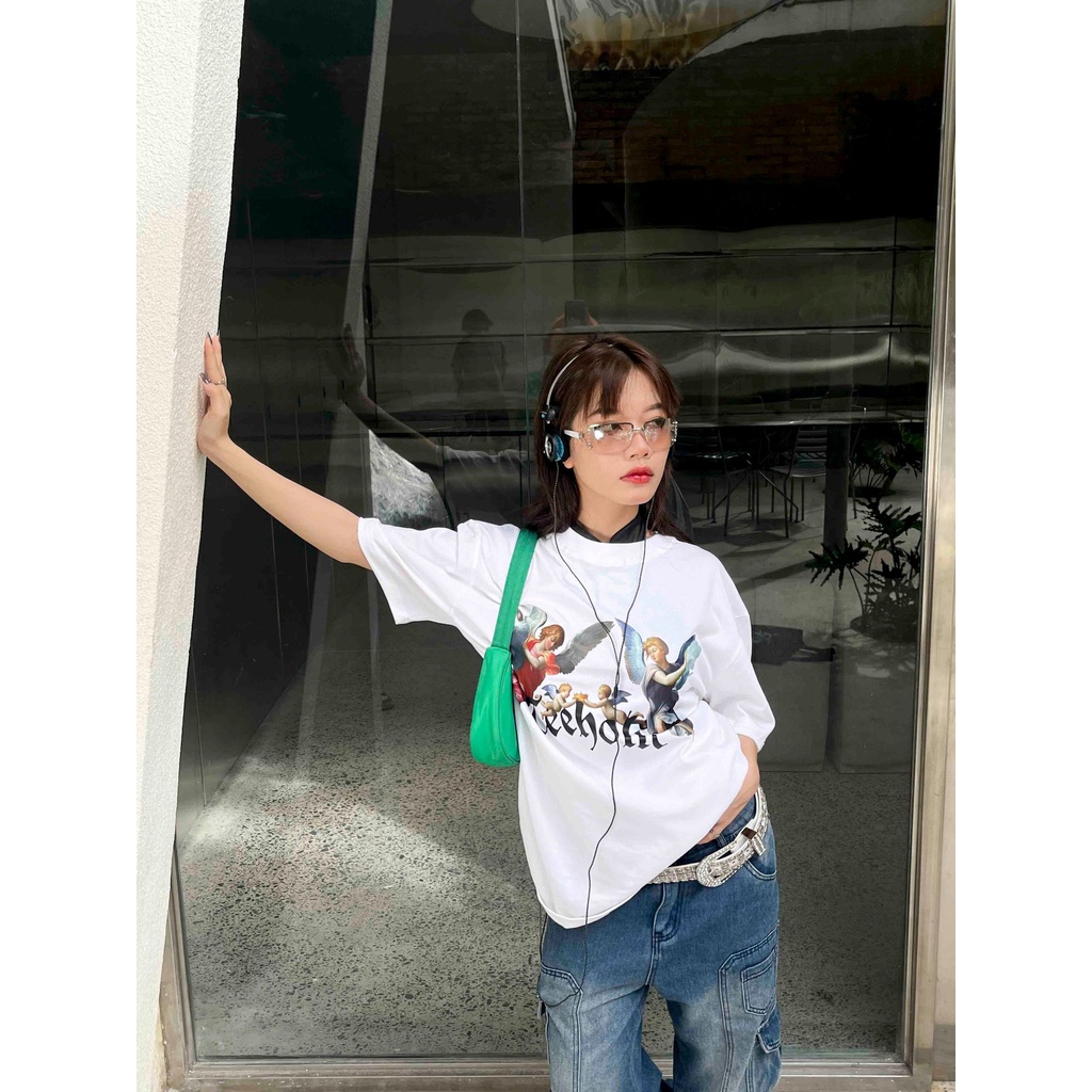 Áo Thun Unisex TeeHolic In Hình Thiên Thần Ver2 THS Màu Đen
