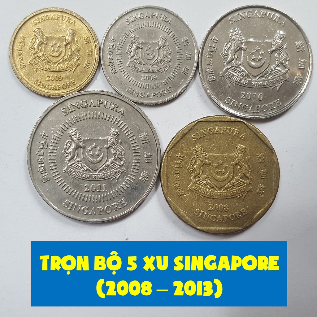 Trọn bộ 5 đồng xu Singapore phát hành 2008-Nay | BigBuy360 - bigbuy360.vn