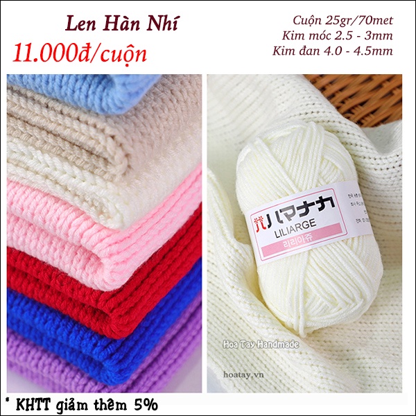 Len Hàn Nhí , len cotton đan móc đồ cho trẻ em siêu tiết kiệm