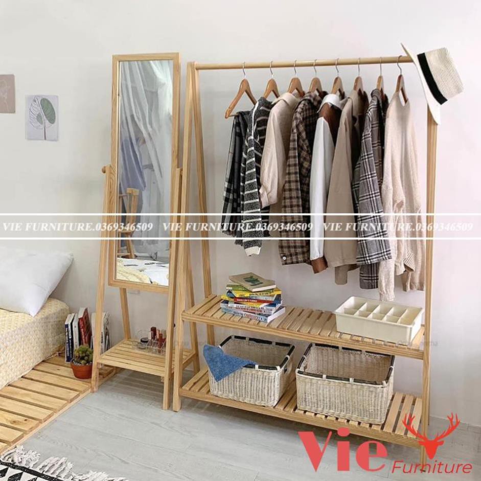 Giá Treo Quần Áo Kệ Để ĐỒ Chữ A - Sào Treo Đồ 2 Tầng Gỗ MDF Cao Cấp MIX SHOP