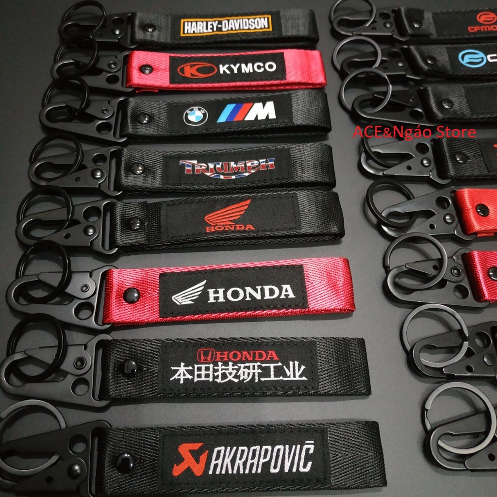 Móc chìa khóa vải 16x2.5 cm thêu hình honda repsol